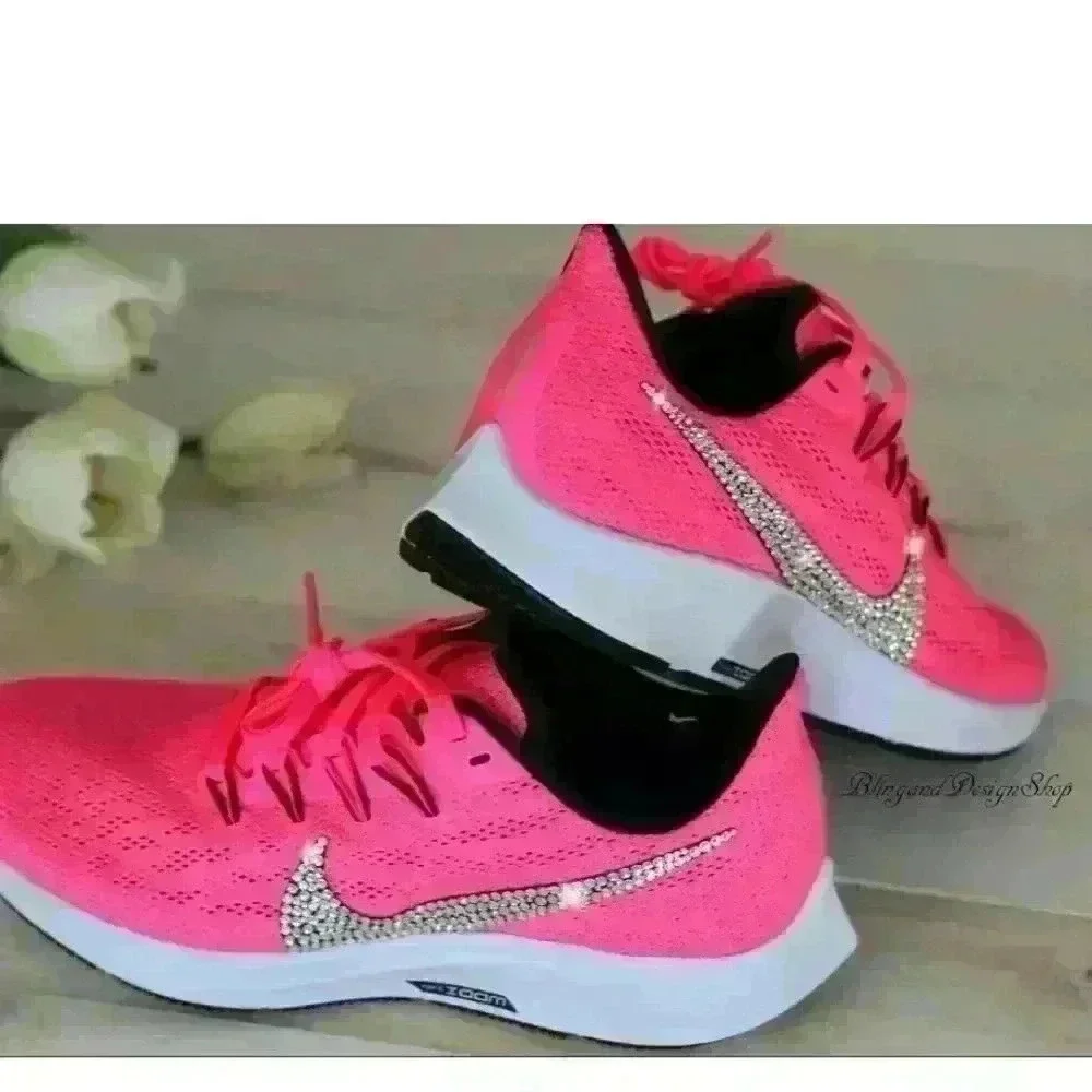 Women's Nike Air Zoom Pegasus 36 Hyper Pink Shoes made with Swarovski Crystals - Picture 8 of 8